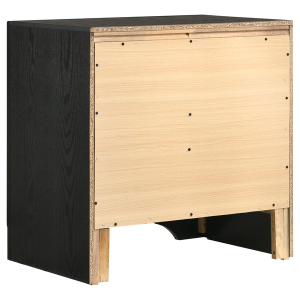 English Elm Corbin Black 5-Piece Queen Bedroom Set with Rhinestone Handles, Metallic Foil Trim & Underbed Drawers B062S00925