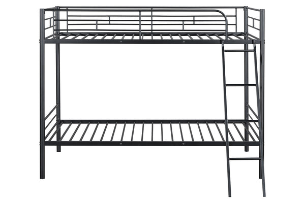English Elm Contemporary Twin-over-Full Bunk Bed with Sturdy Metal Frame, Two-Tone Finish, Space-Saving Design Black 81 L x 15 W x 7 H B2741P347313
