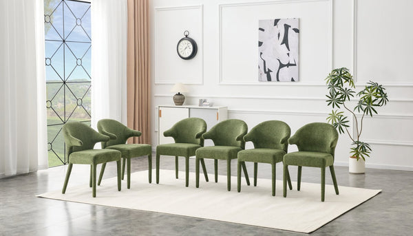 English Elm Modern Chenille Linen Accent Chair Sculptural Hollow Back Swivel Seat for Dining Vanity Green W3493P456222