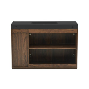English Elm Grace Floating Walnut Vanity with Solid Surface Sink and Soft Close Storage Drawers Walnut Brown W1865S00226