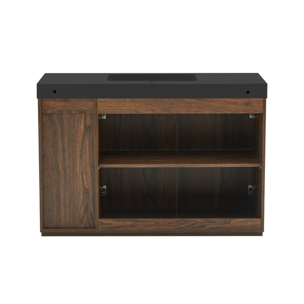 English Elm Grace Floating Walnut Vanity with Solid Surface Sink and Soft Close Storage Drawers Walnut Brown W1865S00226