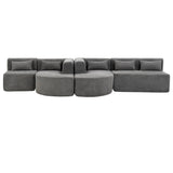 English Elm 143.7" Upholstered Sofa Free-Combined Sofa Couch With Two Chaise Lounge and Five Back Pillows For Living Room, Light Gray