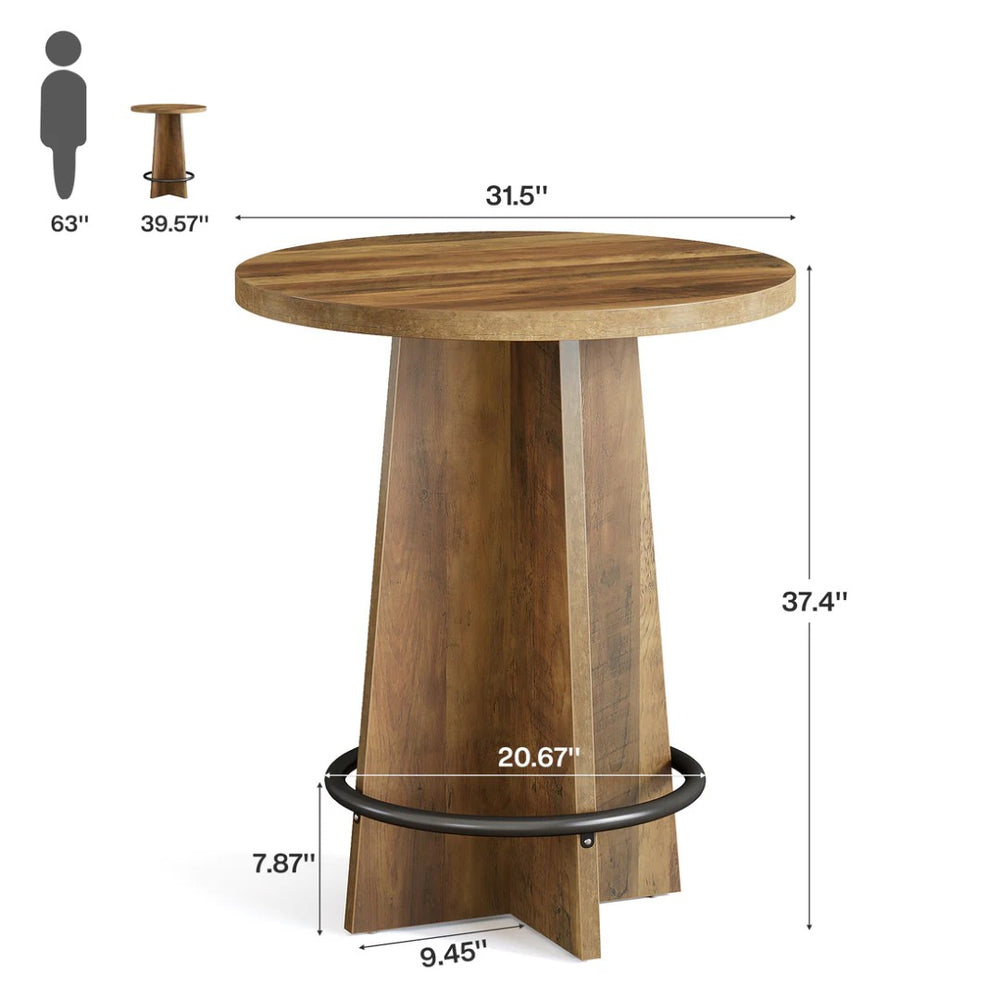 English Elm Round Fluted Drum Base Coffee Table Warm Wood Finish for Modern Farmhouse Living Rooms T3971P462511