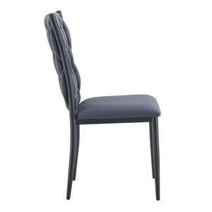 English Elm Elegant Velvet Tufted High Back Dining Chair with Tapered Metal Legs for Modern Rooms W3875P401461