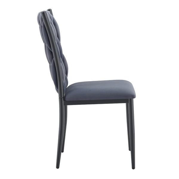 English Elm Elegant Velvet Tufted High Back Dining Chair with Tapered Metal Legs for Modern Rooms W3875P401461