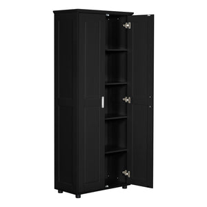 English Elm Storage Compact Two-Door Cabinet with Adjustable Shelf, Anti-Tip Safety, MDF Durability for Home Organizing Black WF323346AAB