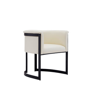 English Elm Corso Modern Metal Dining Chair with Smooth Vegan Leather Upholstery and Geometric Black Frame Cream B365P397714