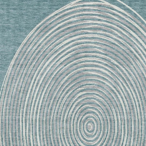 10 X 14 Geometric Polyester Area Rug Teal Ivory Washable for Indoor Outdoor Use