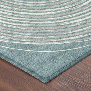 10 X 14 Geometric Polyester Area Rug Teal Ivory Washable for Indoor Outdoor Use