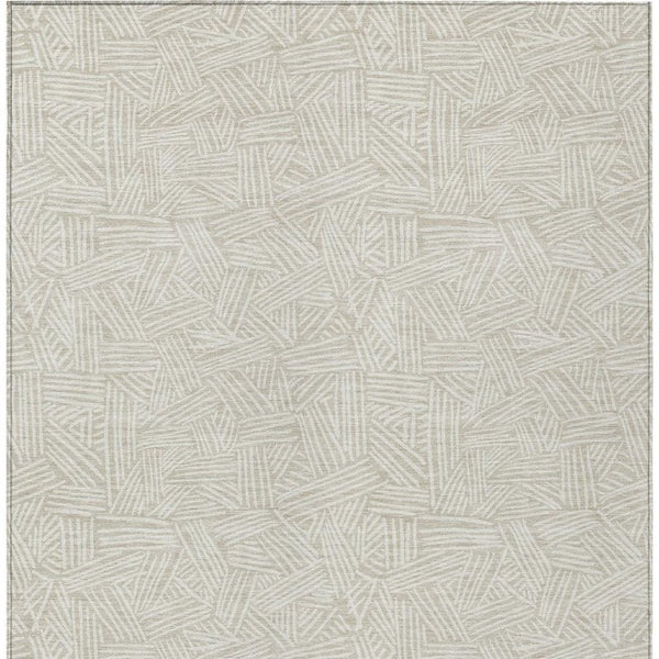 5 X 8 Geometric Beige Ivory Polyester Area Rug Washable for Patio or Living Room