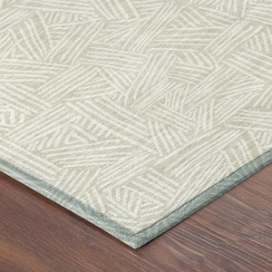 5 X 8 Geometric Beige Ivory Polyester Area Rug Washable for Patio or Living Room