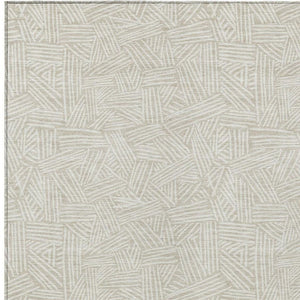 8x10 Beige Ivory Geometric Polyester Area Rug Washable Stain Resistant Indoor Outdoor
