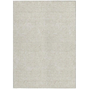 8x10 Beige Ivory Geometric Polyester Area Rug Washable Stain Resistant Indoor Outdoor