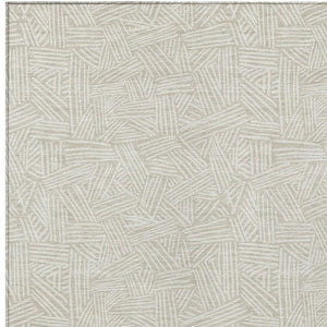 8x10 Beige Ivory Geometric Polyester Area Rug Washable Stain Resistant Indoor Outdoor
