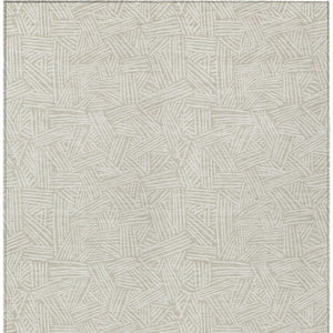 8x10 Beige Ivory Geometric Polyester Area Rug Washable Stain Resistant Indoor Outdoor