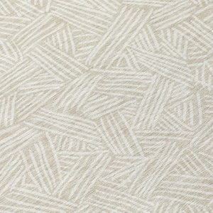 8x10 Beige Ivory Geometric Polyester Area Rug Washable Stain Resistant Indoor Outdoor