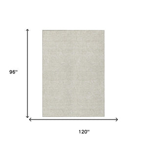 8x10 Beige Ivory Geometric Polyester Area Rug Washable Stain Resistant Indoor Outdoor