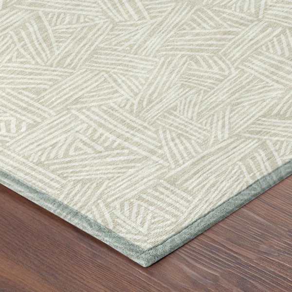 9 X 12 Beige Ivory Geometric Polyester Area Rug Washable for Patio or Living Room