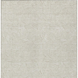 10 X 14 Beige Ivory Geometric Polyester Area Rug Washable for Patio or Living Room