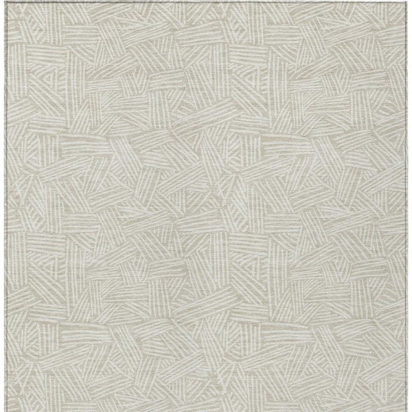 10 X 14 Beige Ivory Geometric Polyester Area Rug Washable for Patio or Living Room