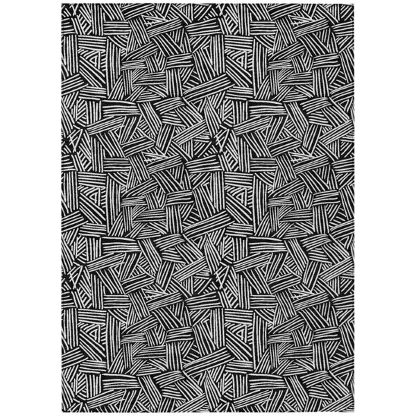 HomeRoots 10 Ft X 14 Ft Geometric Polyester Area Rug Washable for Patio Porch and Living Room 735018