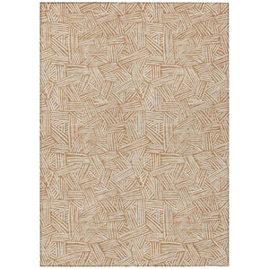 HomeRoots 10 X 14 Geometric Copper Ivory Polyester Area Rug Washable for Patio or Living Room 735030