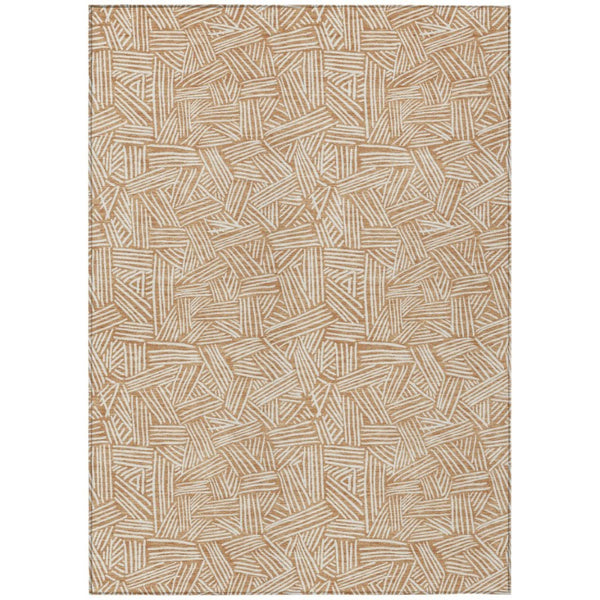 HomeRoots 10 X 14 Geometric Copper Ivory Polyester Area Rug Washable for Patio or Living Room 735030