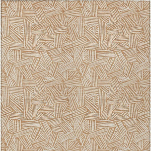 10 X 14 Geometric Copper Ivory Polyester Area Rug Washable for Patio or Living Room