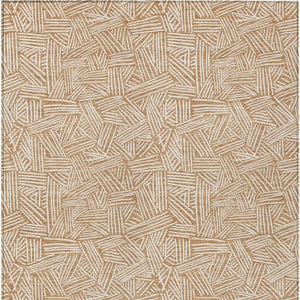 10 X 14 Geometric Copper Ivory Polyester Area Rug Washable for Patio or Living Room