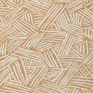 10 X 14 Geometric Copper Ivory Polyester Area Rug Washable for Patio or Living Room