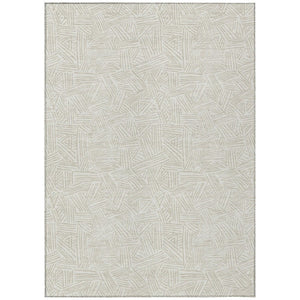 HomeRoots 9x12 Ivory Silver Geometric Polyester Area Rug Washable Stain Resistant Patio 735041