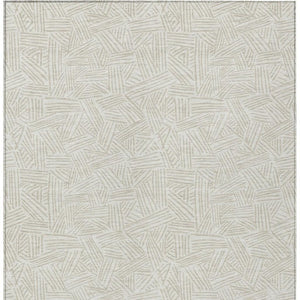 9x12 Ivory Silver Geometric Polyester Area Rug Washable Stain Resistant Patio