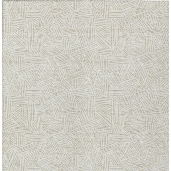 9x12 Ivory Silver Geometric Polyester Area Rug Washable Stain Resistant Patio