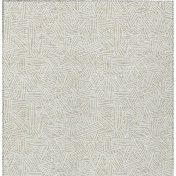9x12 Ivory Silver Geometric Polyester Area Rug Washable Stain Resistant Patio