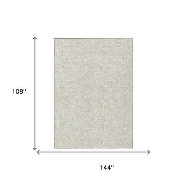 9x12 Ivory Silver Geometric Polyester Area Rug Washable Stain Resistant Patio