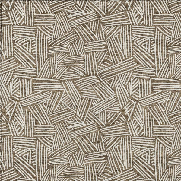 10 X 14 Geometric Polyester Area Rug Washable Indoor Outdoor Brown Ivory