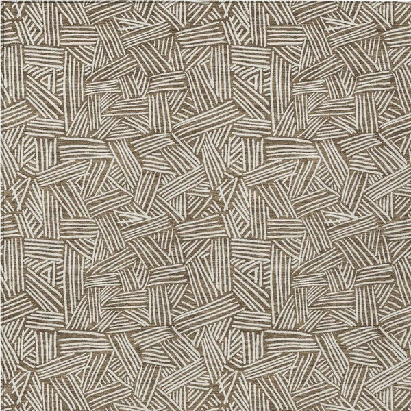 10 X 14 Geometric Polyester Area Rug Washable Indoor Outdoor Brown Ivory