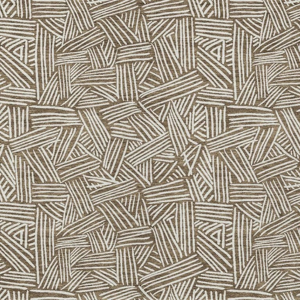 10 X 14 Geometric Polyester Area Rug Washable Indoor Outdoor Brown Ivory