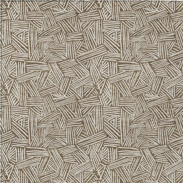 10 X 14 Geometric Polyester Area Rug Washable Indoor Outdoor Brown Ivory