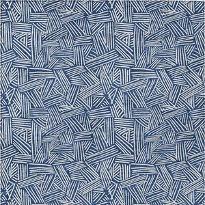 5x8 Navy Ivory Geometric Polyester Area Rug Washable Stain Resistant Indoor Outdoor