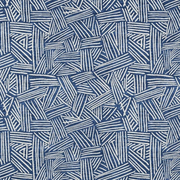 10 X 14 Navy Ivory Geometric Polyester Area Rug Washable for Indoor Outdoor Use