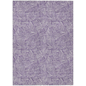 HomeRoots 5 X 8 Purple Beige Geometric Polyester Area Rug Washable for Patio or Living Room 735056