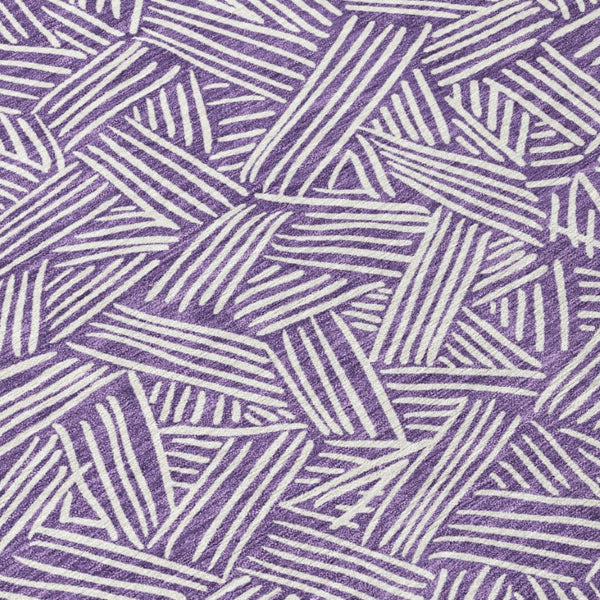 5 X 8 Purple Beige Geometric Polyester Area Rug Washable for Patio or Living Room