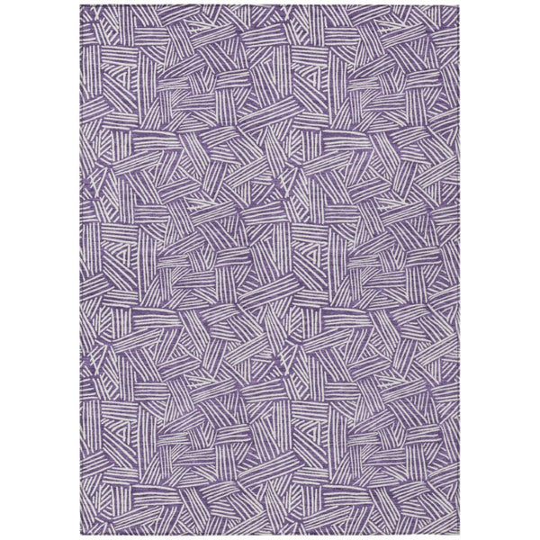 HomeRoots 9 X 12 Purple Beige Geometric Polyester Area Rug Washable for Patio or Living Room 735059
