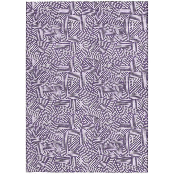 9 X 12 Purple Beige Geometric Polyester Area Rug Washable for Patio or Living Room