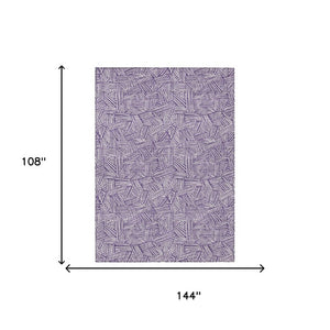 9 X 12 Purple Beige Geometric Polyester Area Rug Washable for Patio or Living Room