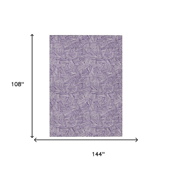9 X 12 Purple Beige Geometric Polyester Area Rug Washable for Patio or Living Room