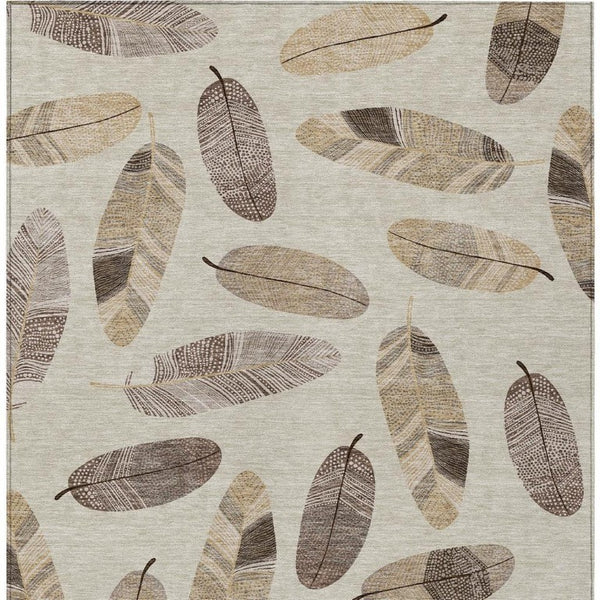 9 X 12 Botanical Leaf Polyester Area Rug Washable Stain Resistant Indoor Outdoor Patio
