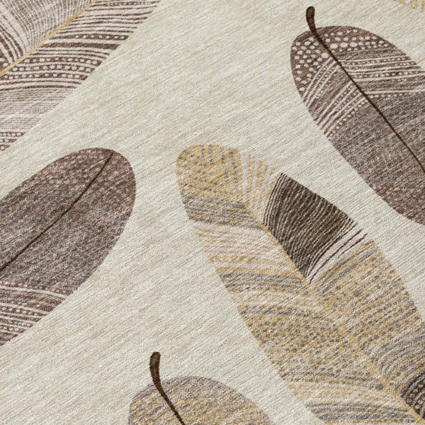 9 X 12 Botanical Leaf Polyester Area Rug Washable Stain Resistant Indoor Outdoor Patio