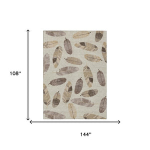 9 X 12 Botanical Leaf Polyester Area Rug Washable Stain Resistant Indoor Outdoor Patio